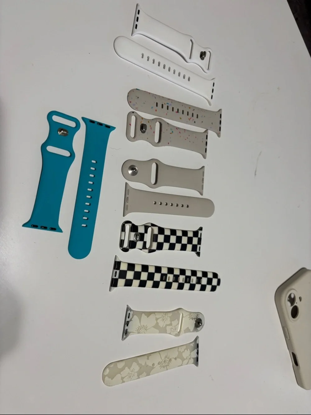 Apple Watch Compatible Silicone & Patterned Bands - White, Teal, Gray, Black